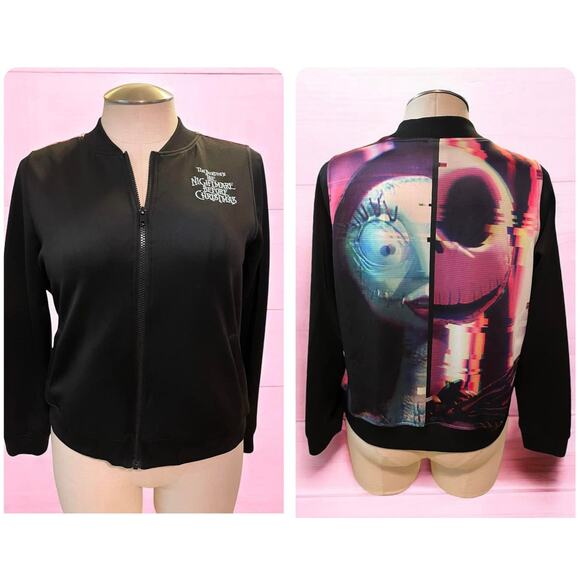 Torrid 00‎ (size 10) Disney Nightmare Before Christmas Jack Sally Bomber Jacket - Picture 1 of 3